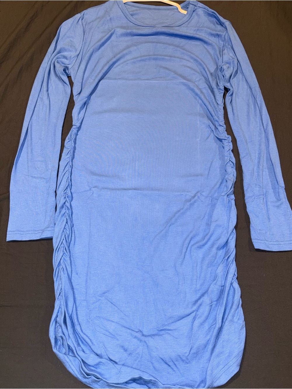 Source Unknown Blue Long Sleeve Ruched Side Tunic